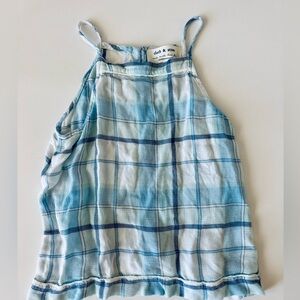 Anthropologie Cloth & Stone Light Blue Plaid Tank
